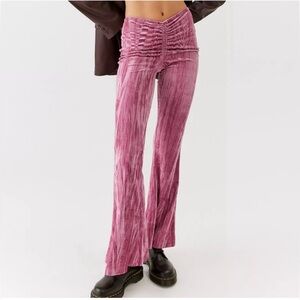 Urban Outfitters Velvet Flare Pants in Mauve